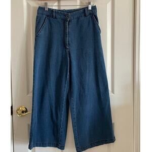 Leon Max High-Rise Wide-Leg Denim Jeans Cropped Pants Size 4